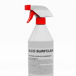 Botella 1 litro con pulverizador espray liquido hidroalcohólico para limpiar y desinfectar superfícies 75% alcohol