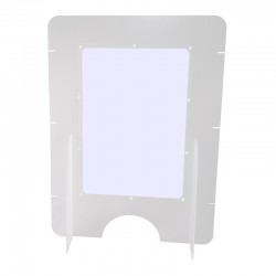 Mampara protectora transparente para mostrador, mesa con pasa documentos 100x74cm.